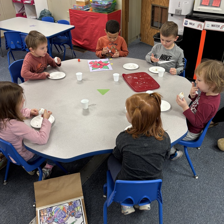 Ms. Decker’s PM preschool enjoying day 1 of Christmas Around the World.