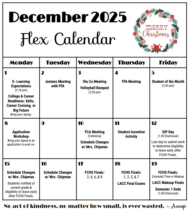 Dec Flex Calendar