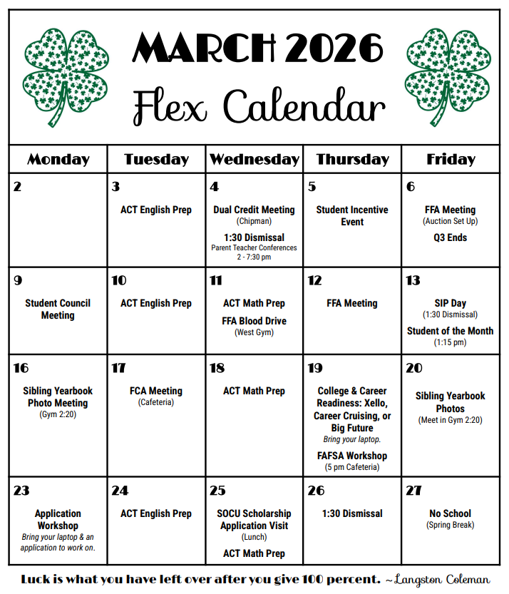 March Flex Calendar
