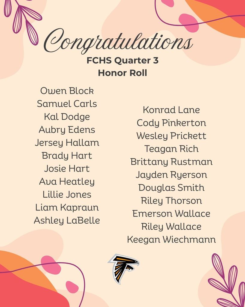 FCHS Honor Roll Quarter 3