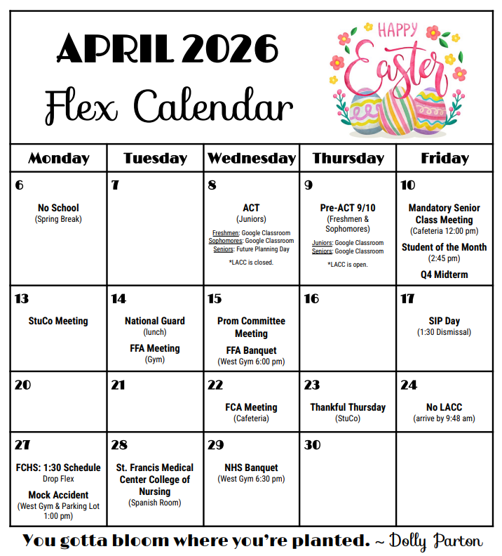 April Flex Calendar