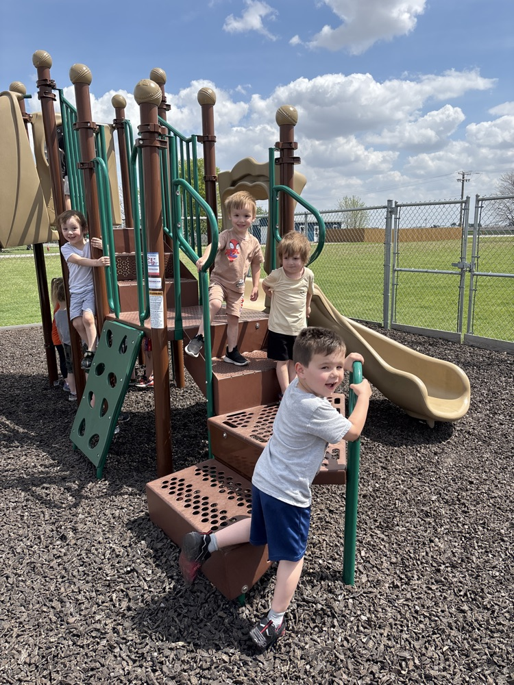 Cousins on the stairs