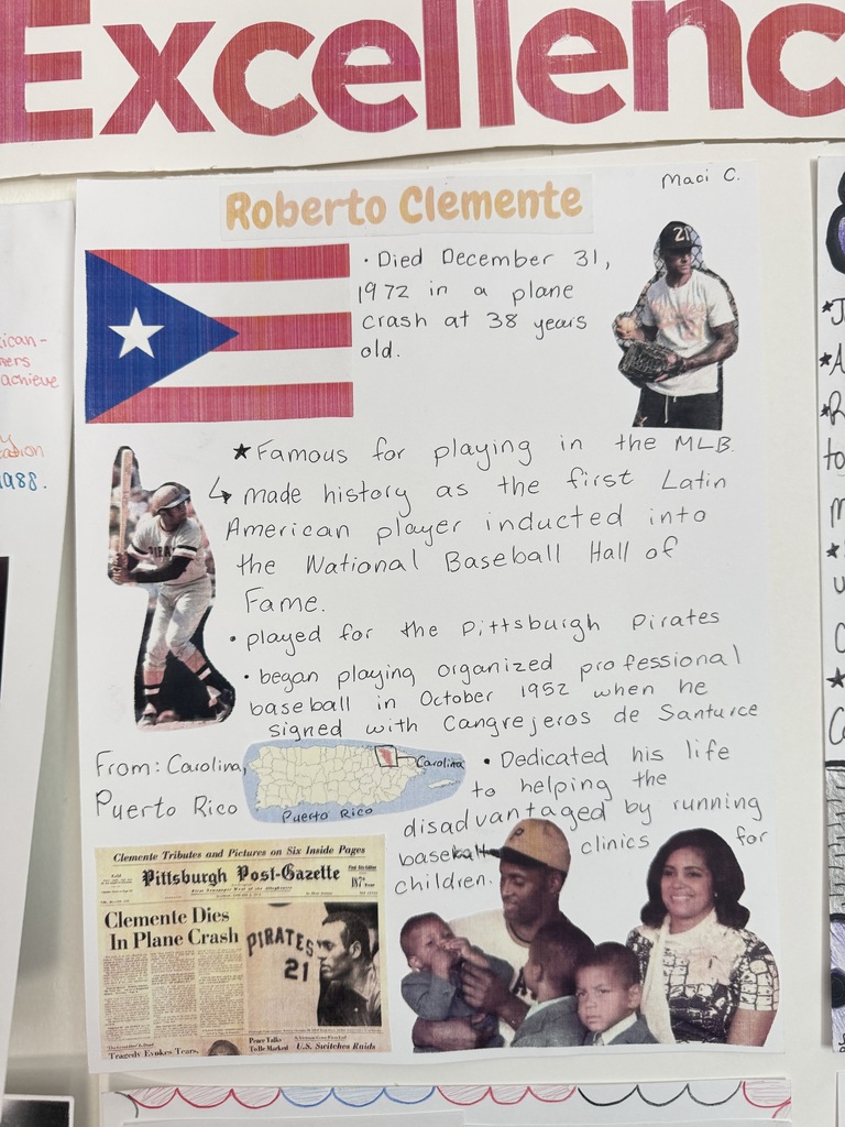 Poster of Roberto Clemente done by one of the students