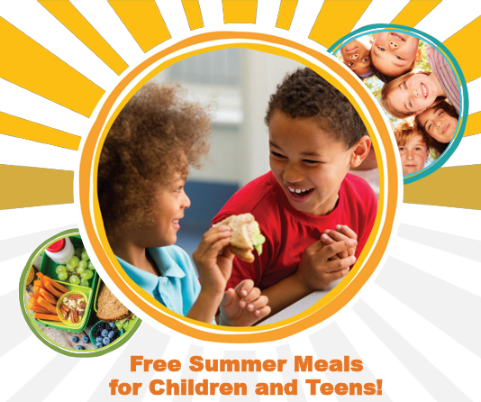 Meet Up and Eat Up Logo with Sun Meals logo.