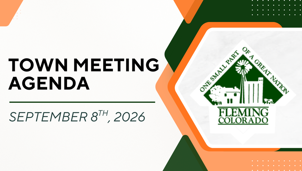 Fleming Colorado Town Meeting Agenda September 2026
