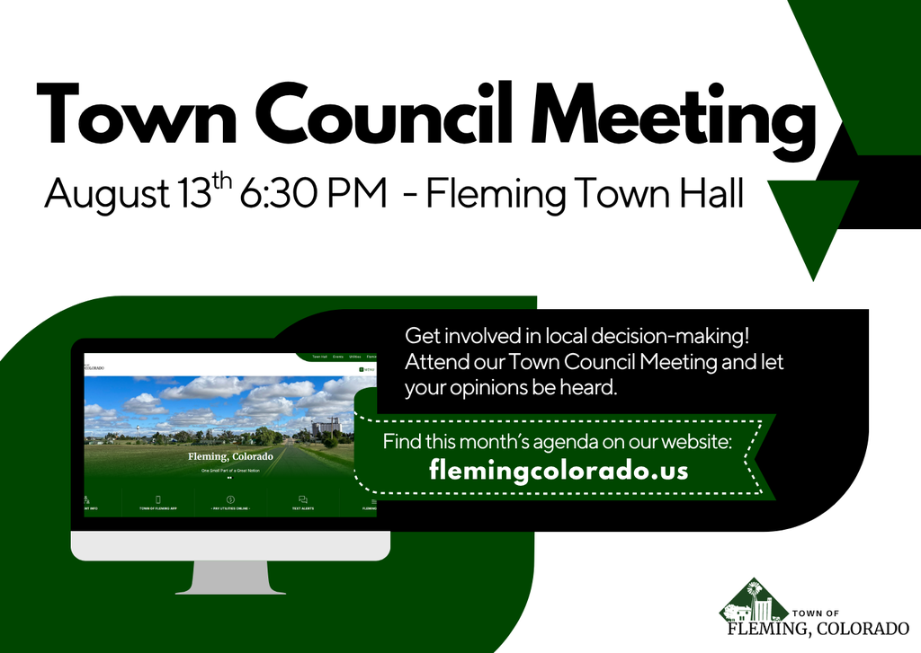 Fleming Colorado Town Council Meeting Agenda August 2025