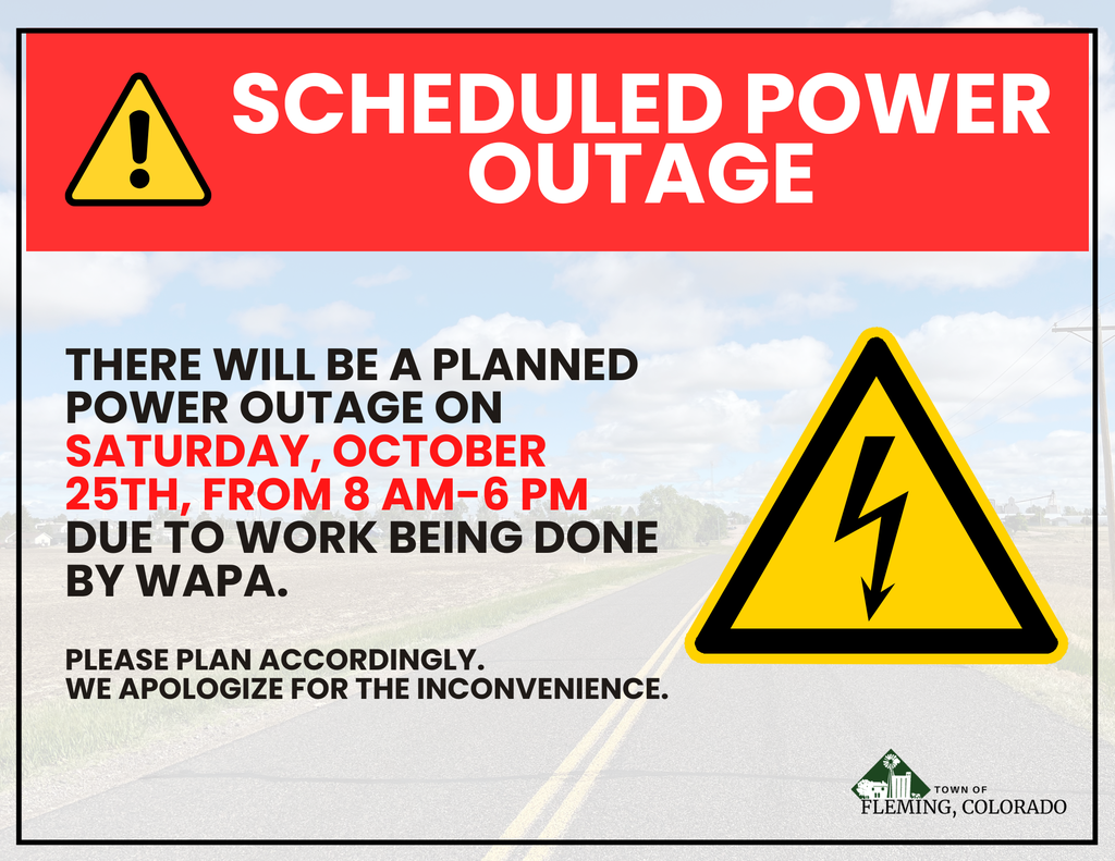 Fleming Colorado Scheduled Power Outage October 2025