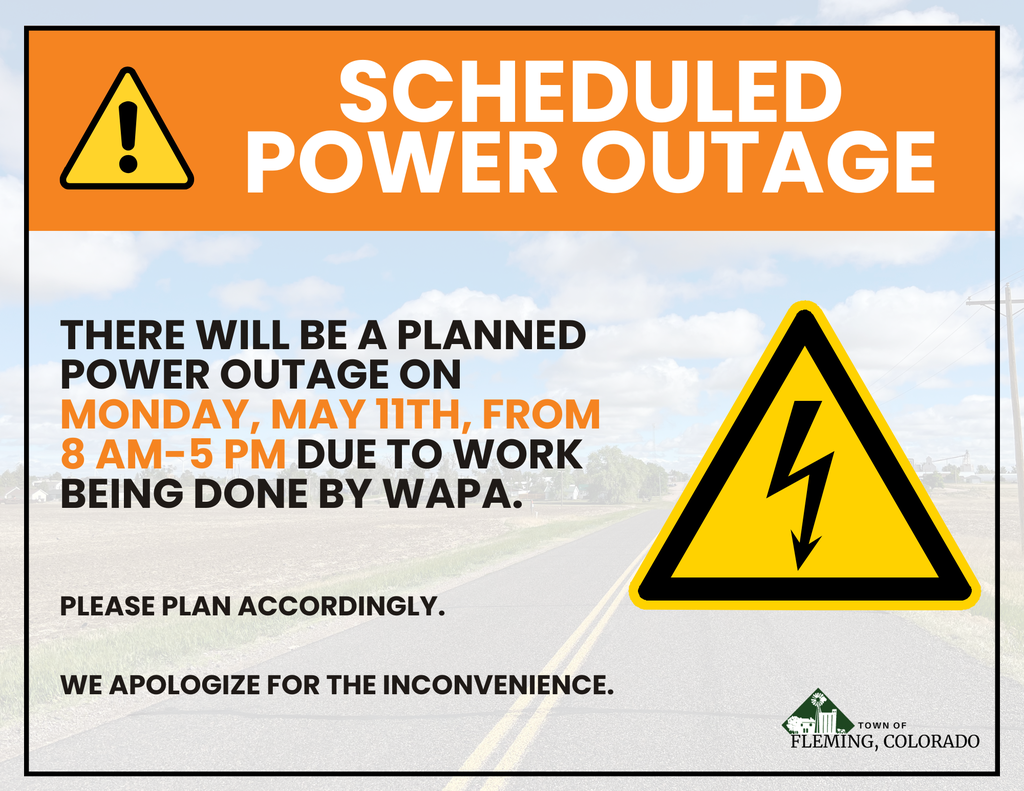 Fleming Colorado Scheduled Power Outage May 2026