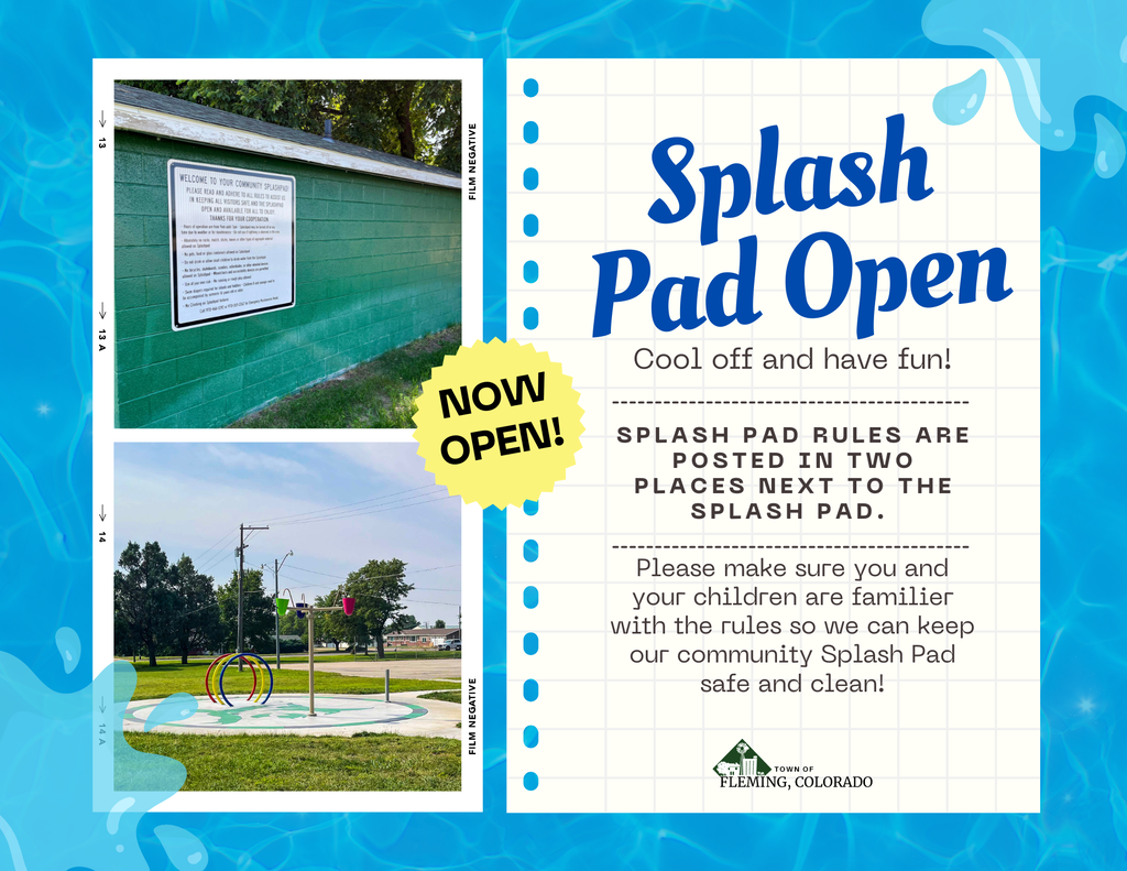 Fleming Colorado Splash Pad Memorial Day Weekend