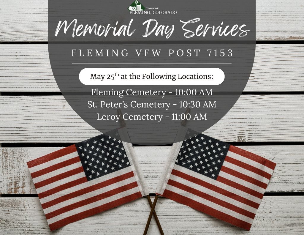 Fleming Colorado 2026 Memorial Day Services Fleming VFW Post 7153