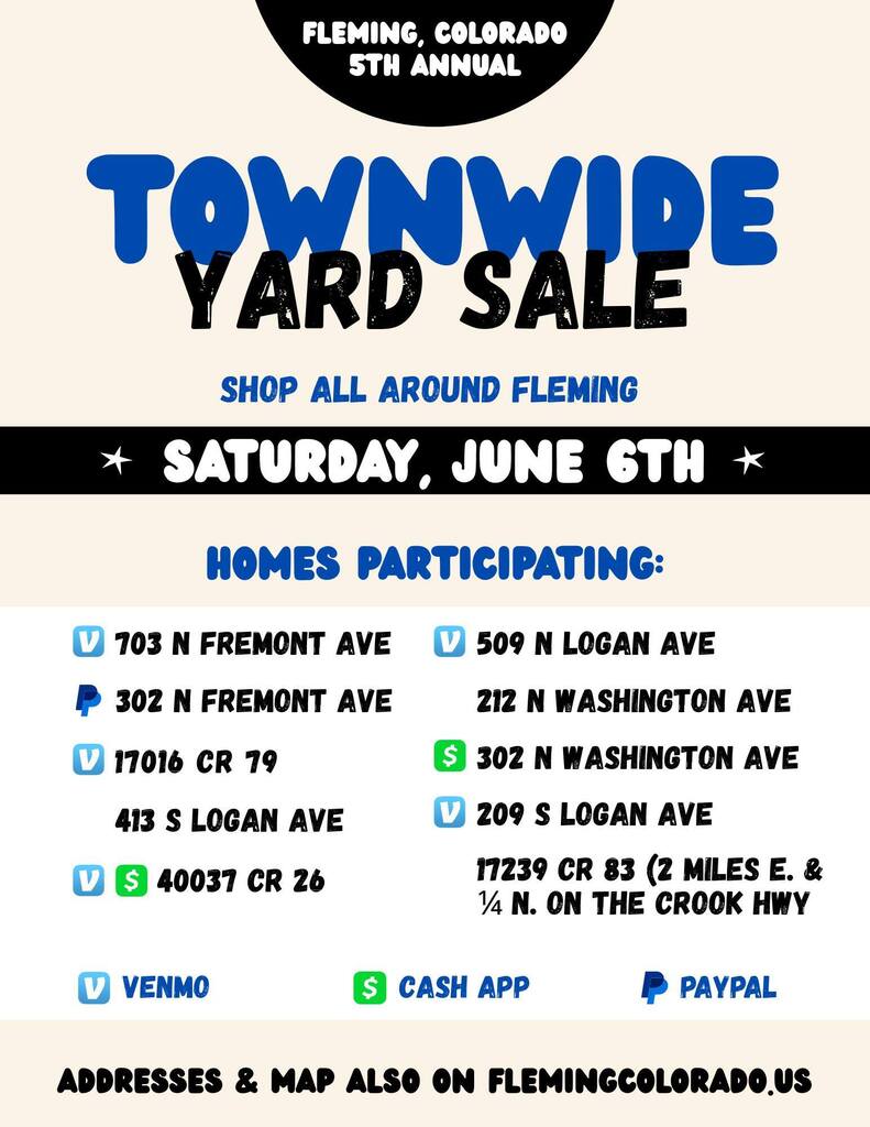 Fleming Colorado 2026 Townwide Yard Sale