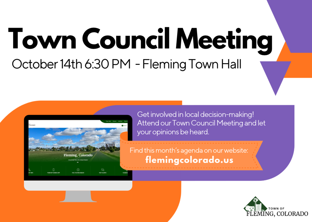 Fleming Colorado Town Council Meeting October 2026 Agenda