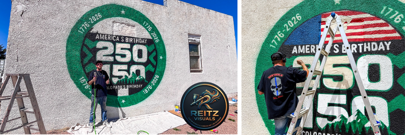 Reitz Visuals Jerrid Reitz Haxtun Colorado Mural Paint Art Fleming Colorado 250/150 America Mural