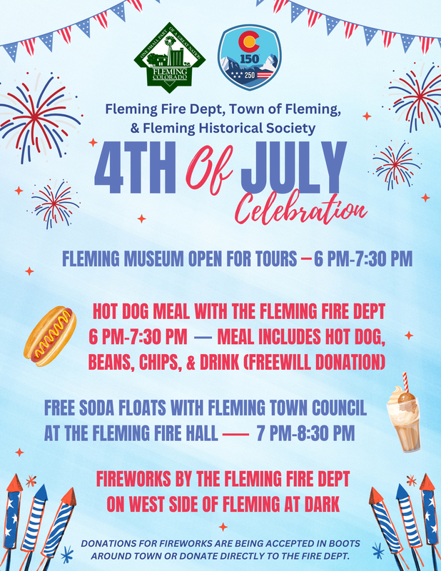Fleming Colorado 2026 4th of July Celebration Fleming Fire Dept