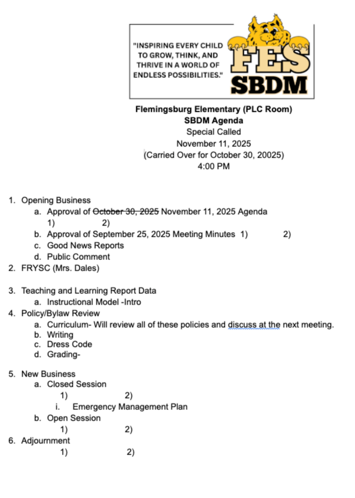 SBDM and agenda