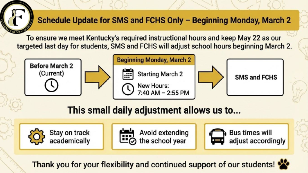 FCHS & SMS School Day Schedule Change