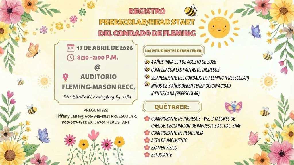 Fleming County Preschool/Head Start Registration 2026