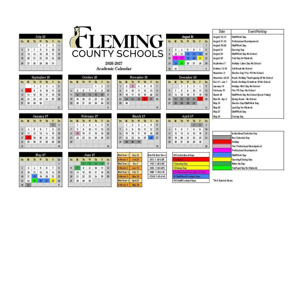 FCS Academic Calendar 2026-2027