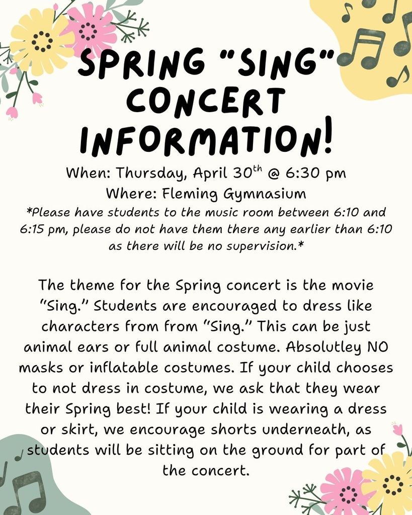 Spring concert information 