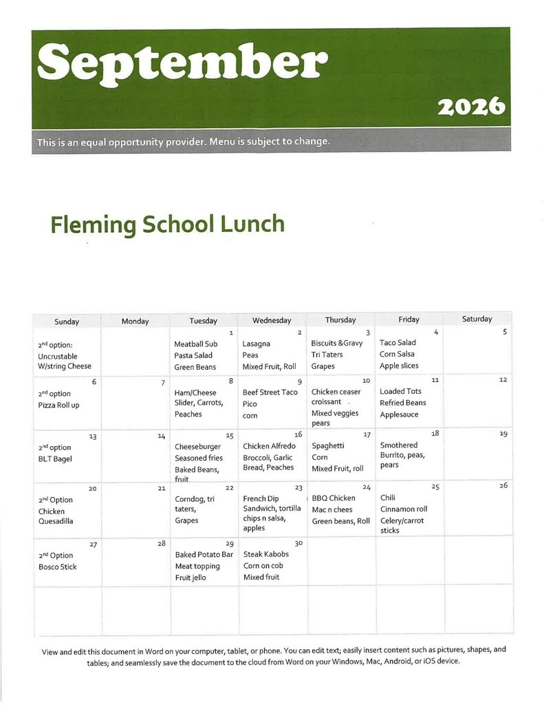 menu