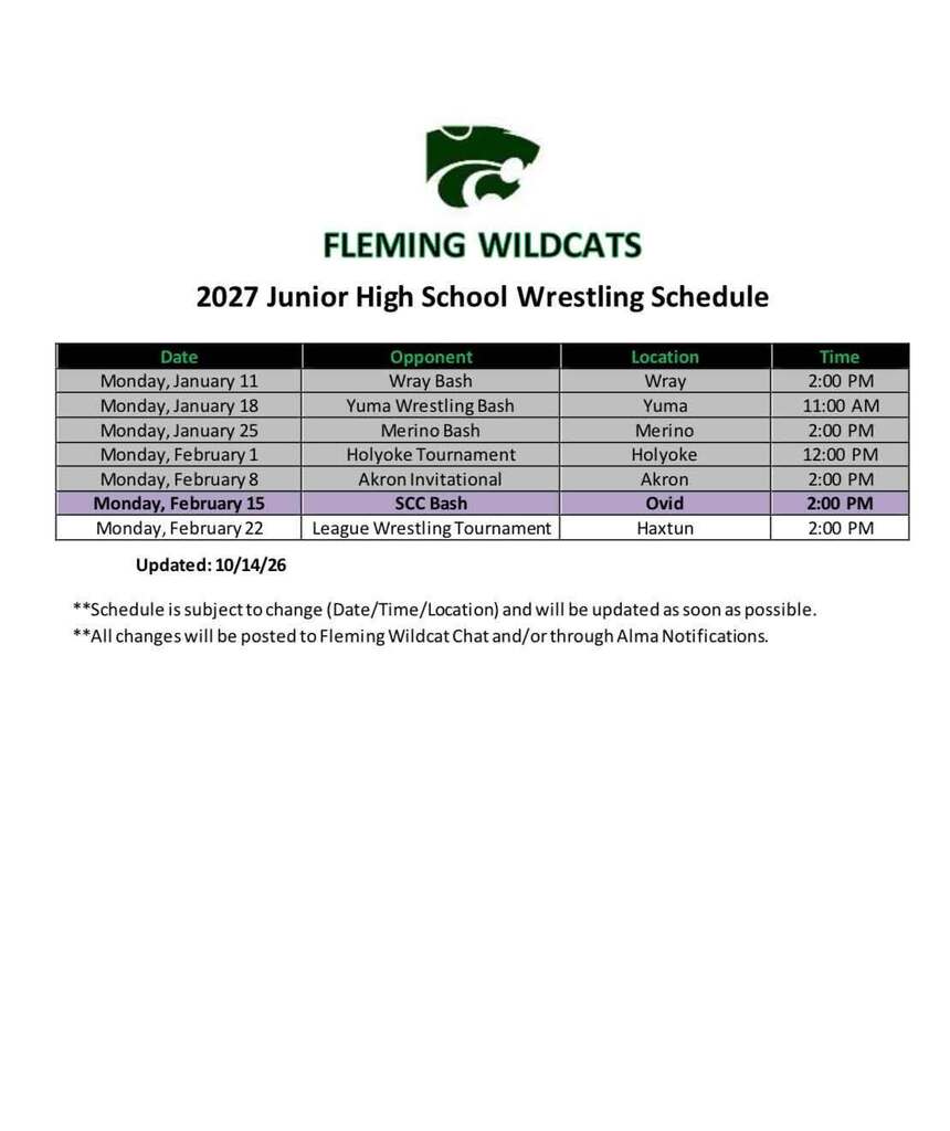 wrestling schedule
