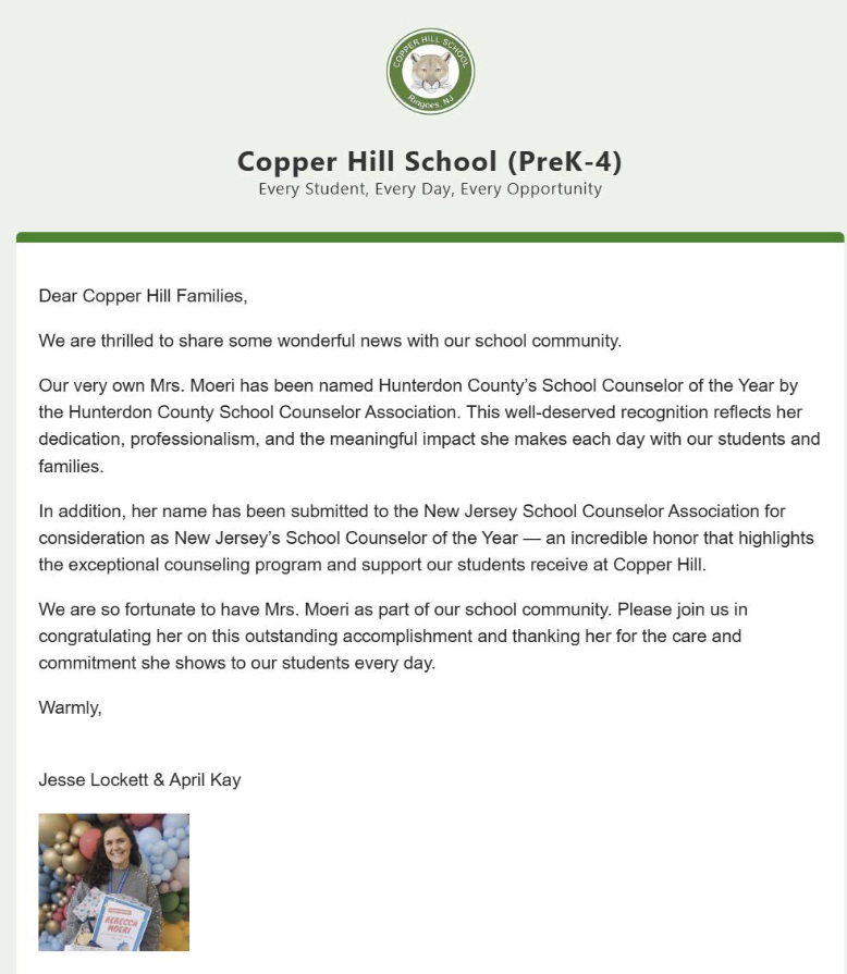 Congratulations Mrs. Moeri!