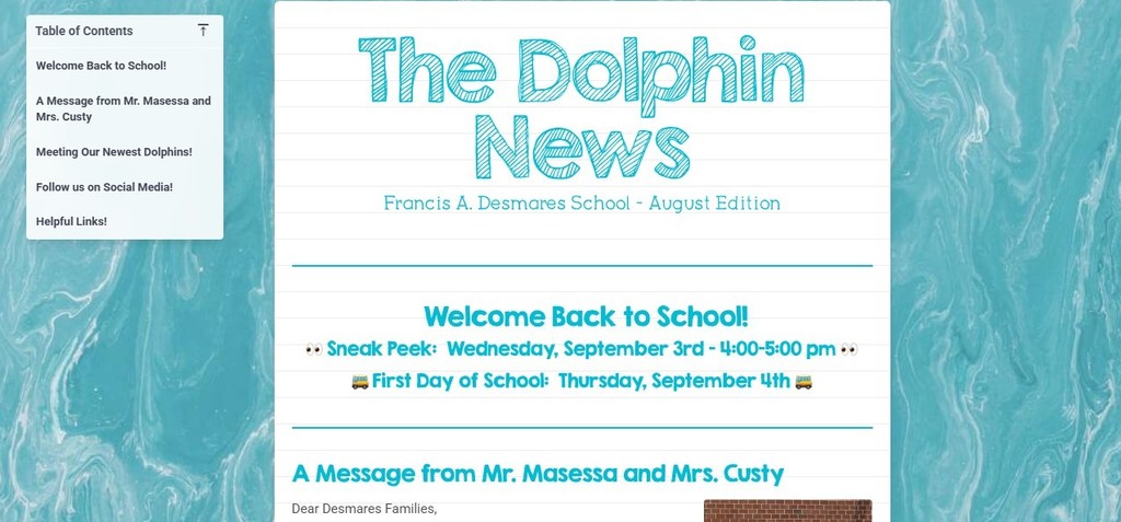 Screenshot of The Dolphin News - August