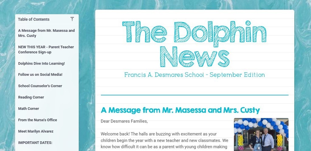 screenshot of the newsletter