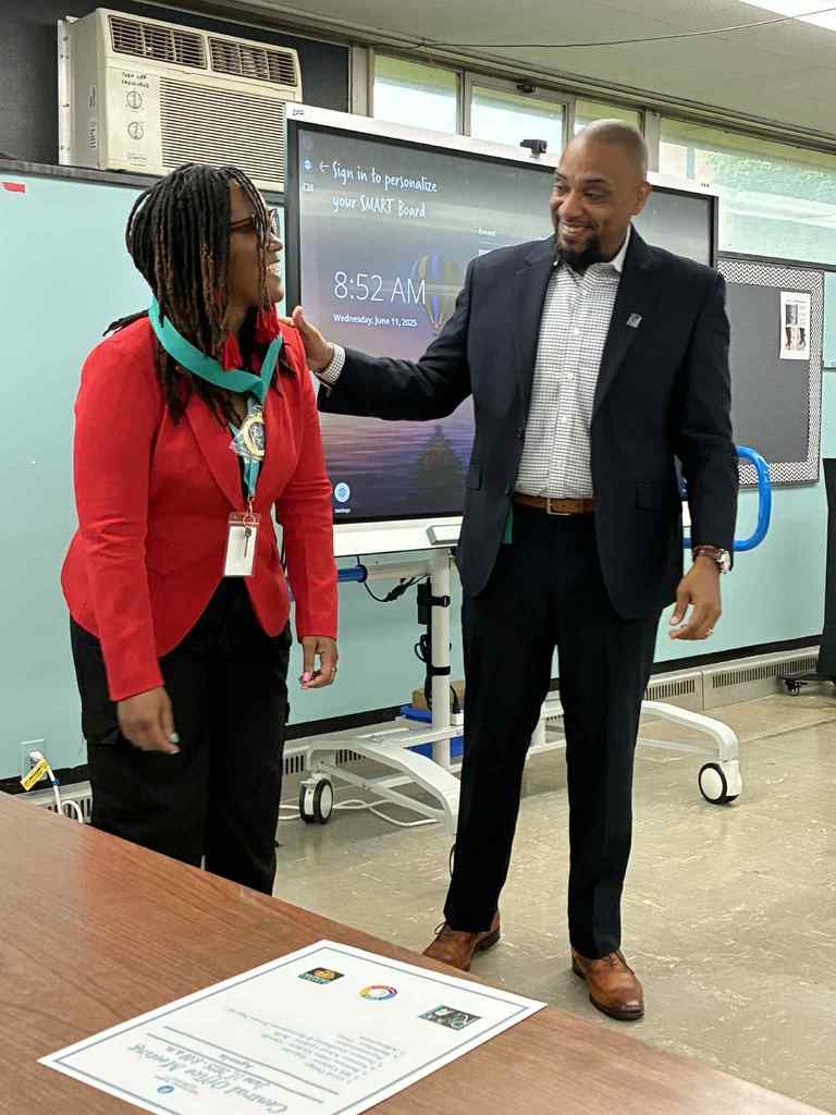Sharon Brooks honored by Superintendent Jones for her outstanding work