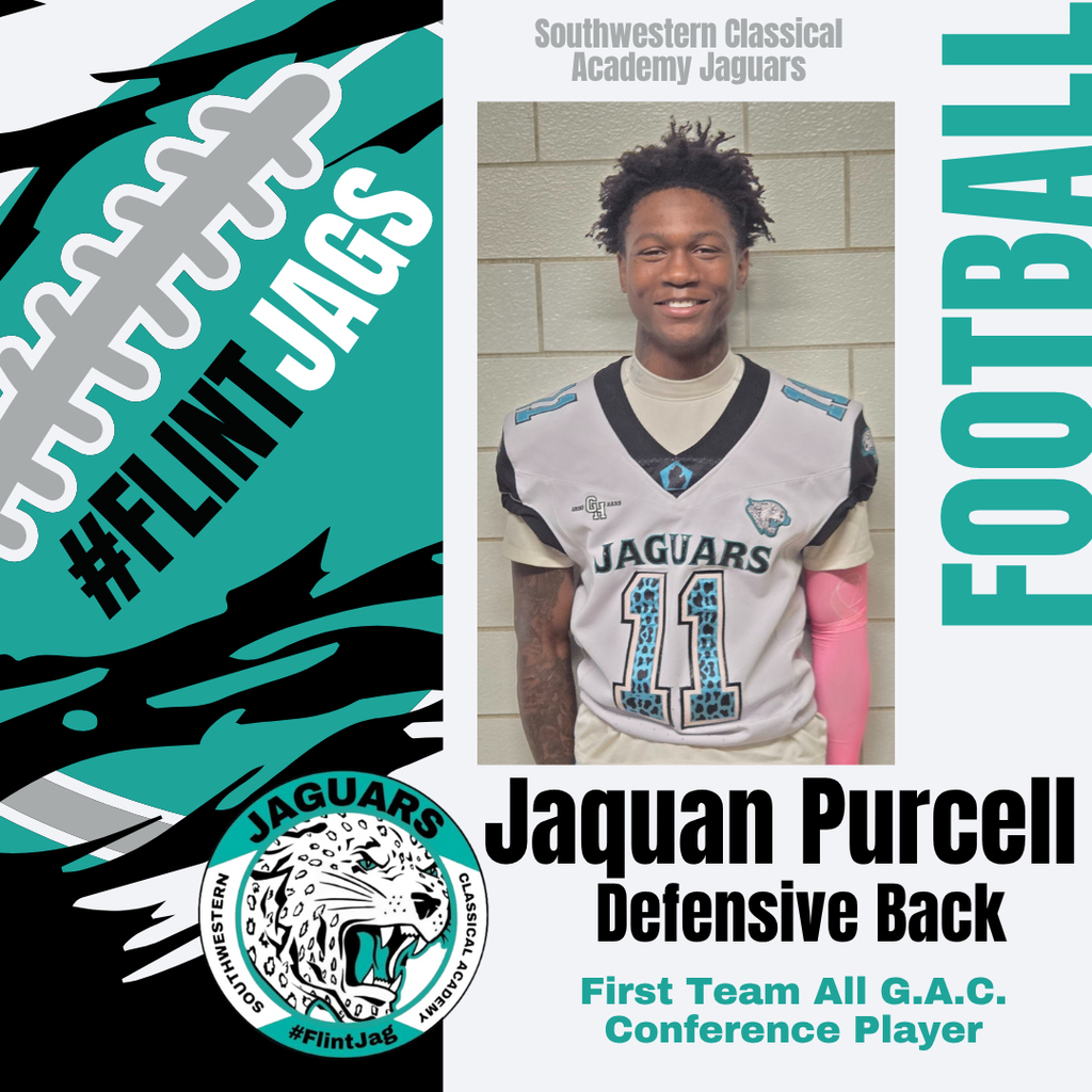We have not 1 but 2 first team ALL G.A.C. conference Football players!!! Defensive Lineman Gianni Brown and Defensive Back Jaquan Purcell both received First Team honors and we have 1 second team player. Our second team ALL G.A.C. player is Defensive lineman Shaquan Blow.