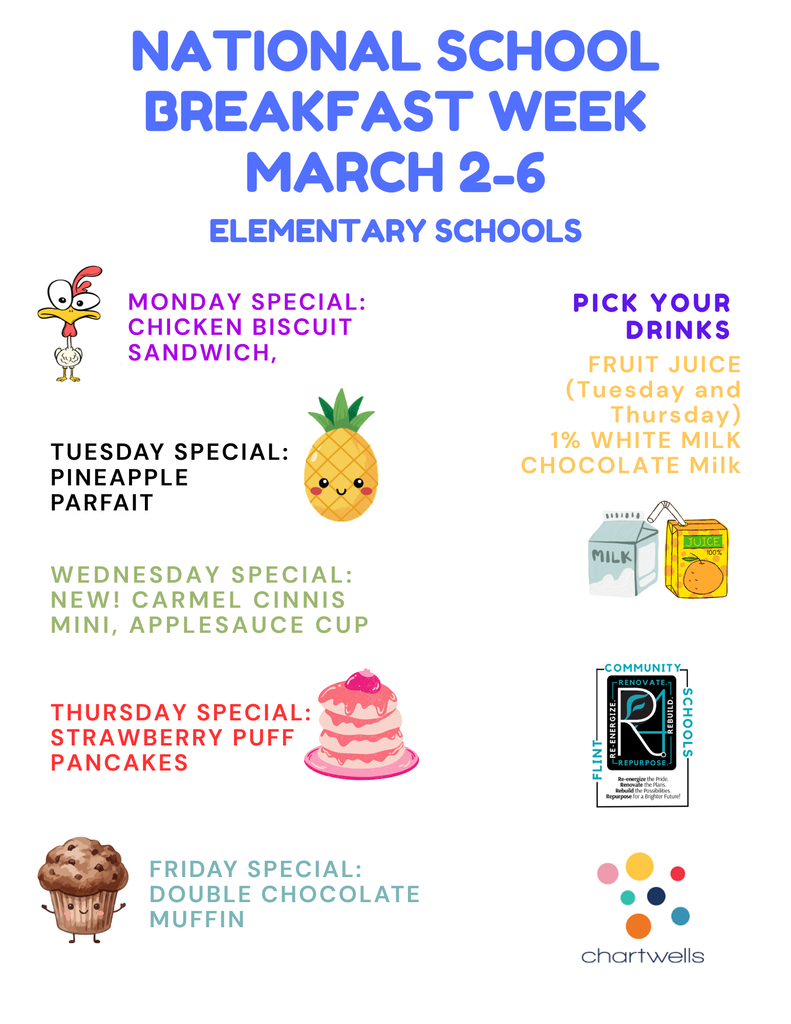 Tomorrow kicks off National School Breakfast Week, and Flint Community Schools and Chartwells are excited to celebrate!