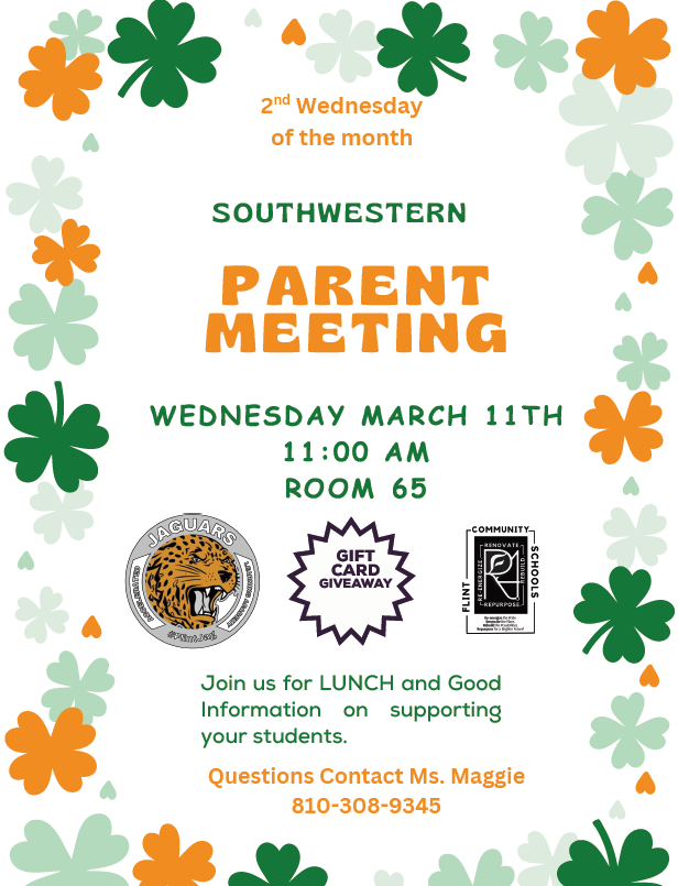 Southwestern Parent Meeting March 11th, 2026 at 11am