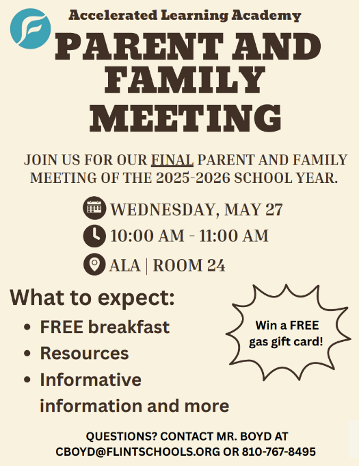 May 27th Parent Meeting ALA