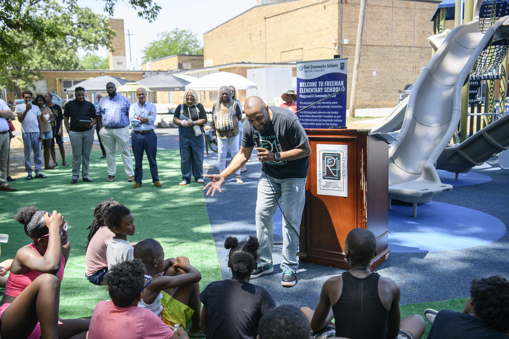 ribbon cutting of Freeman Elementary's brand-new playground