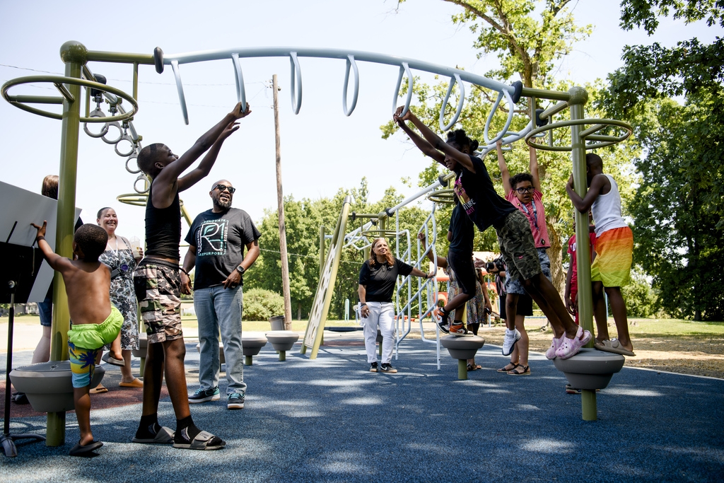 ribbon cutting of Freeman Elementary's brand-new playground