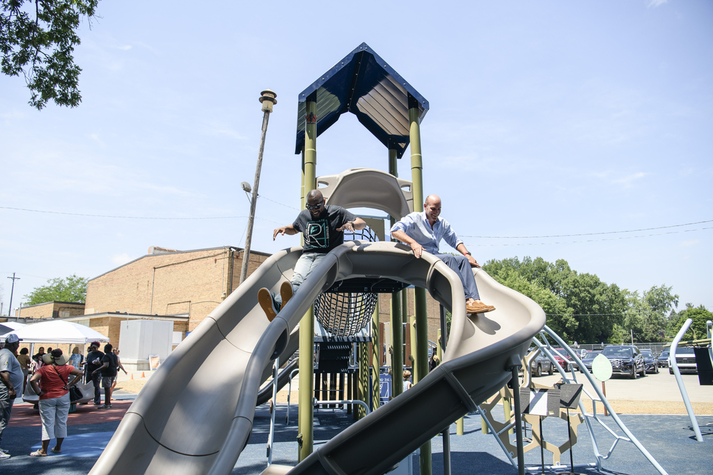 ribbon cutting of Freeman Elementary's brand-new playground
