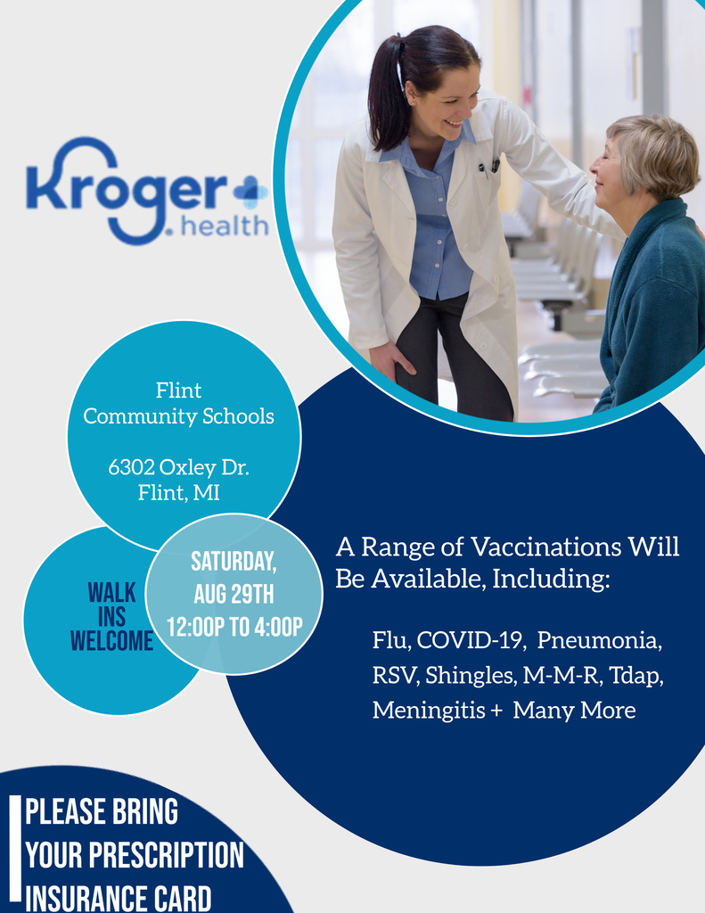 Kroger vaccine clinic at back to school event flyer