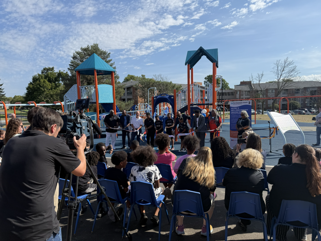 Flint Community Schools celebrated the completion of the newly renovated playgrounds at Doyle-Ryder Community Education Center and Potter Elementary School—bringing us to three of five playground projects completed!