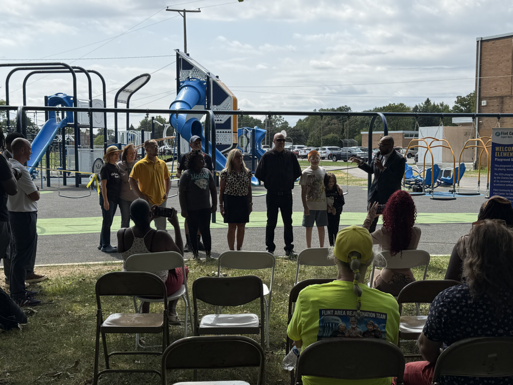 Flint Community Schools celebrated the completion of the newly renovated playgrounds at Doyle-Ryder Community Education Center and Potter Elementary School—bringing us to three of five playground projects completed!