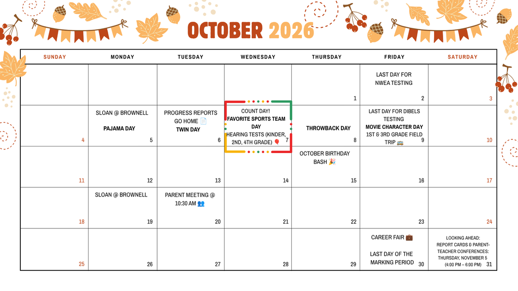 October Calendarr