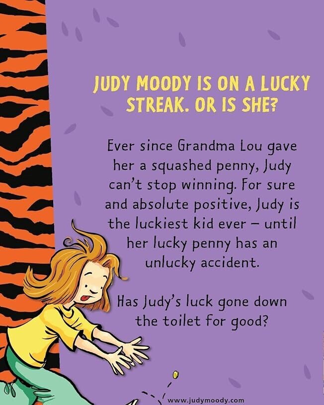 The book she recommends is "Judy Moody and the Bad Luck Charm".