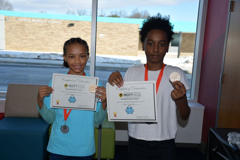 Brownell STEM Academy scholars show off their STEM projects and awards from the Elementary Flint Regional Science and Engineering Fair