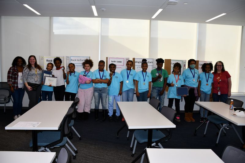 Brownell STEM Academy scholars show off their STEM projects and awards from the Elementary Flint Regional Science and Engineering Fair