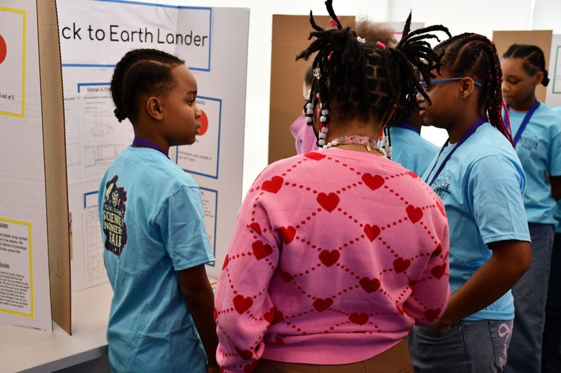 Brownell STEM Academy scholars show off their STEM projects and awards from the Elementary Flint Regional Science and Engineering Fair