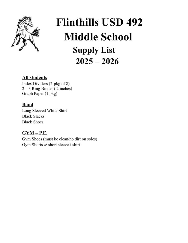 2025-26 School Supply Lists