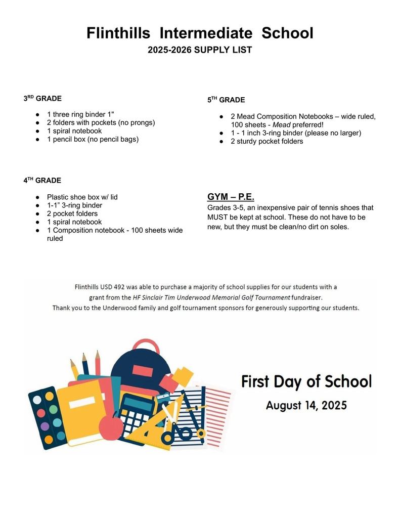 2025-26 School Supply Lists