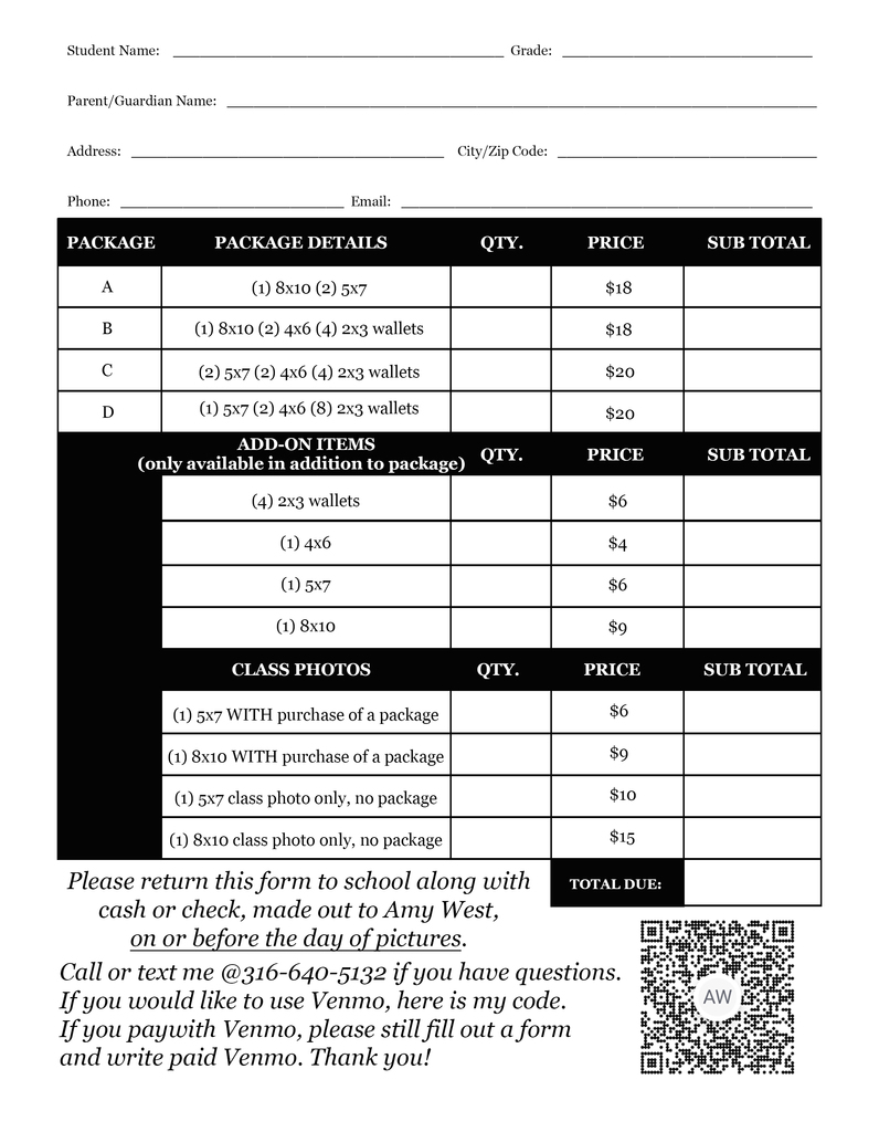 Picture Day Form