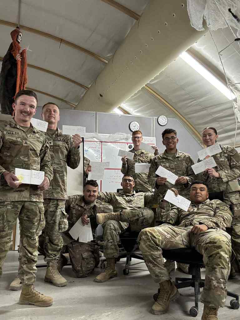 Soldiers with MS letters