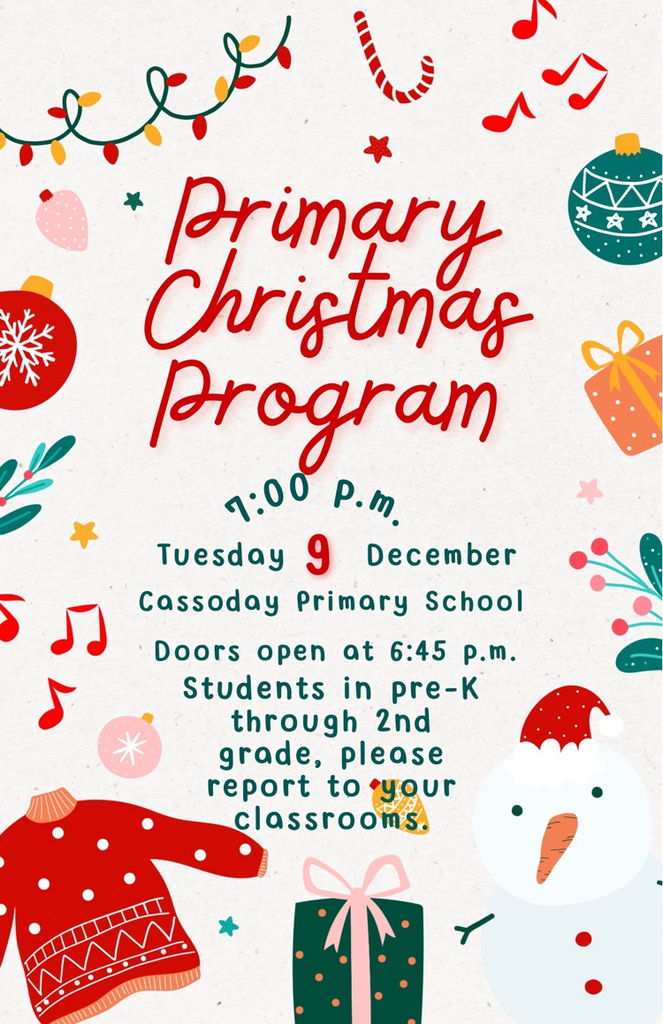 Primary Program is Tuesday, December 9 at 7 o.m.