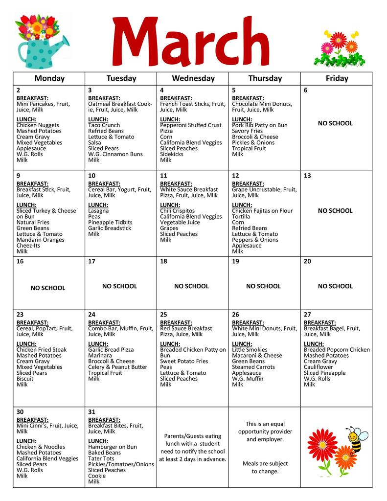 March Menu